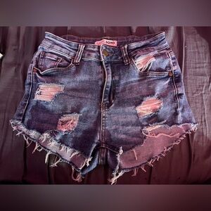 Distressed Jean Shorts - Dark Blue